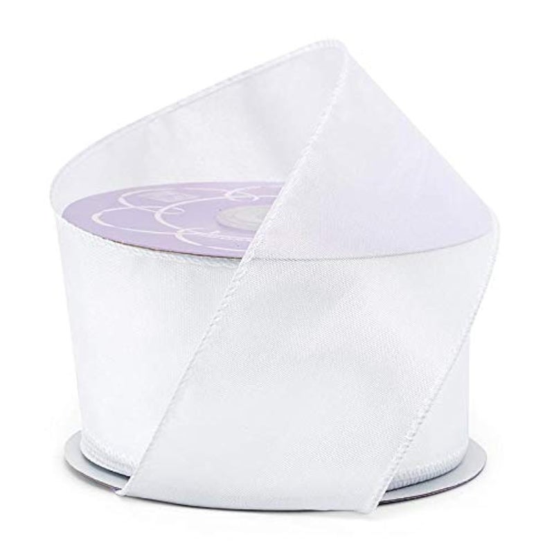 White Satin Wired Ribbon 1 1/2" X 25 Yards